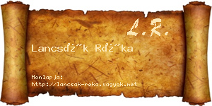 Lancsák Réka névjegykártya